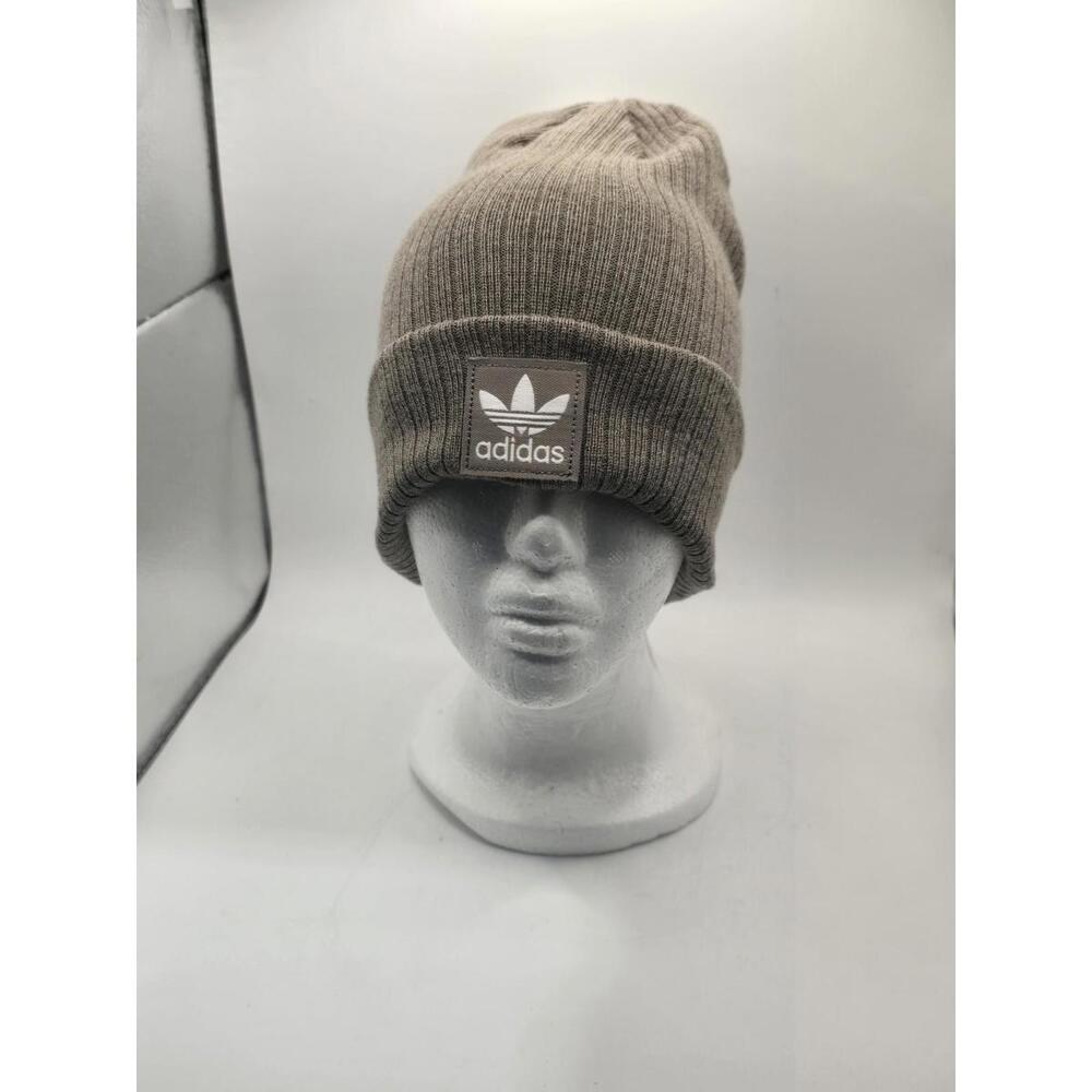 Adidas Originals Trefoil Cuffed Knit Beanie Hat in Trace Khaki Womens One Size
